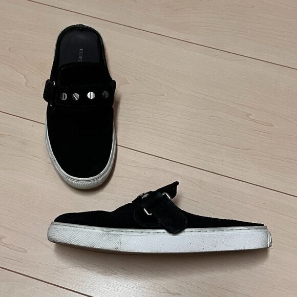 Rebecca Minkoff Black Suede Studded Sneaker Slides Sz 6 - Picture 1 of 10